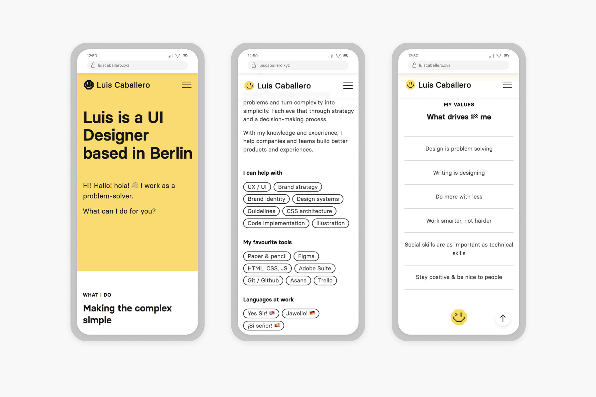 project personal branding mobile view